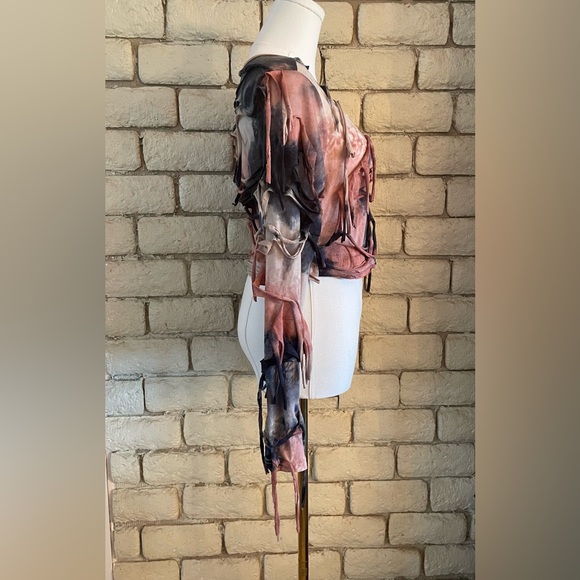 Women's Distressed Tie-Dye Crop Top - Picture 3 of 5
